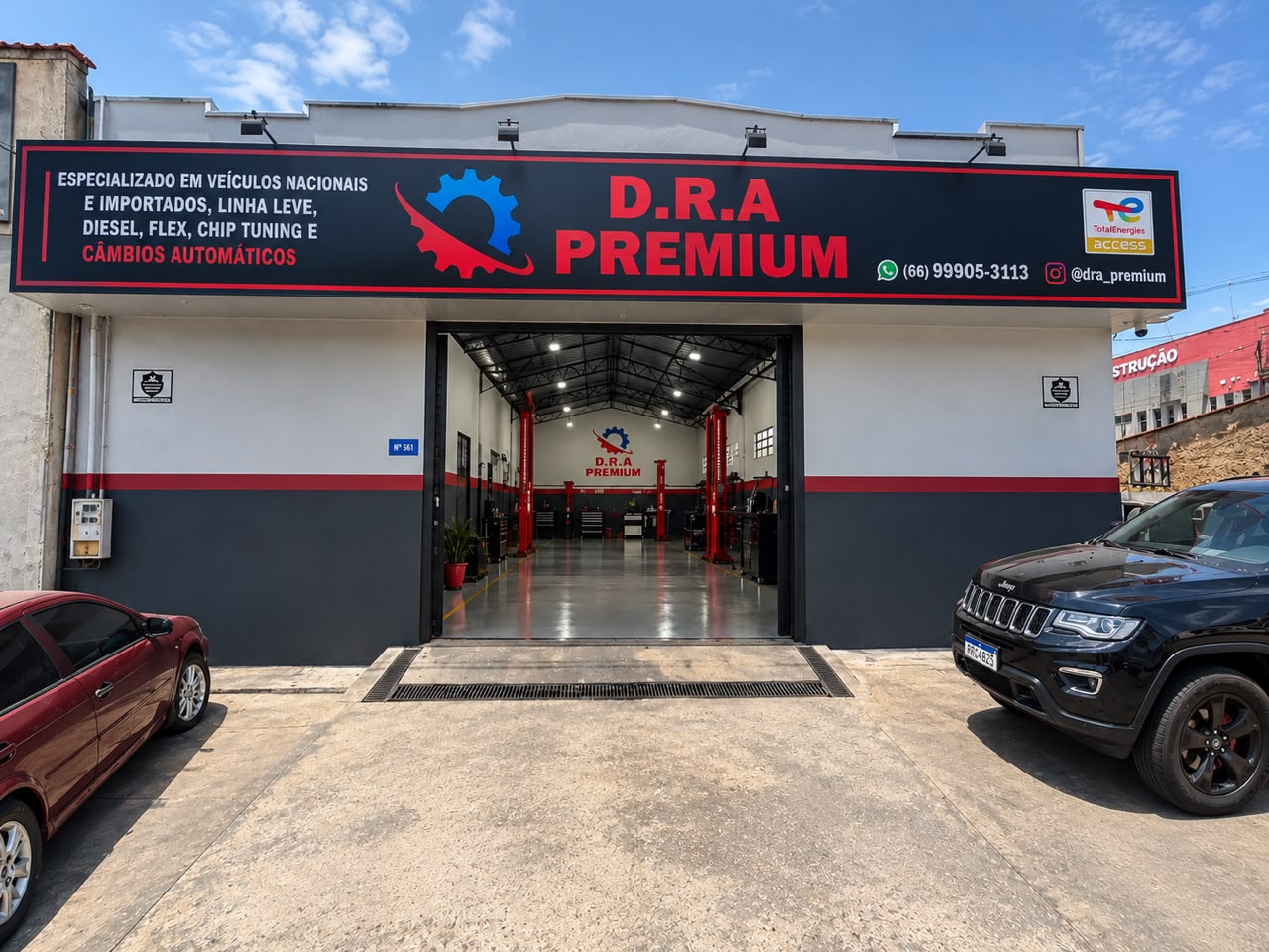 Fachada da oficina D.R.A Premium em Barra do Garças - MT